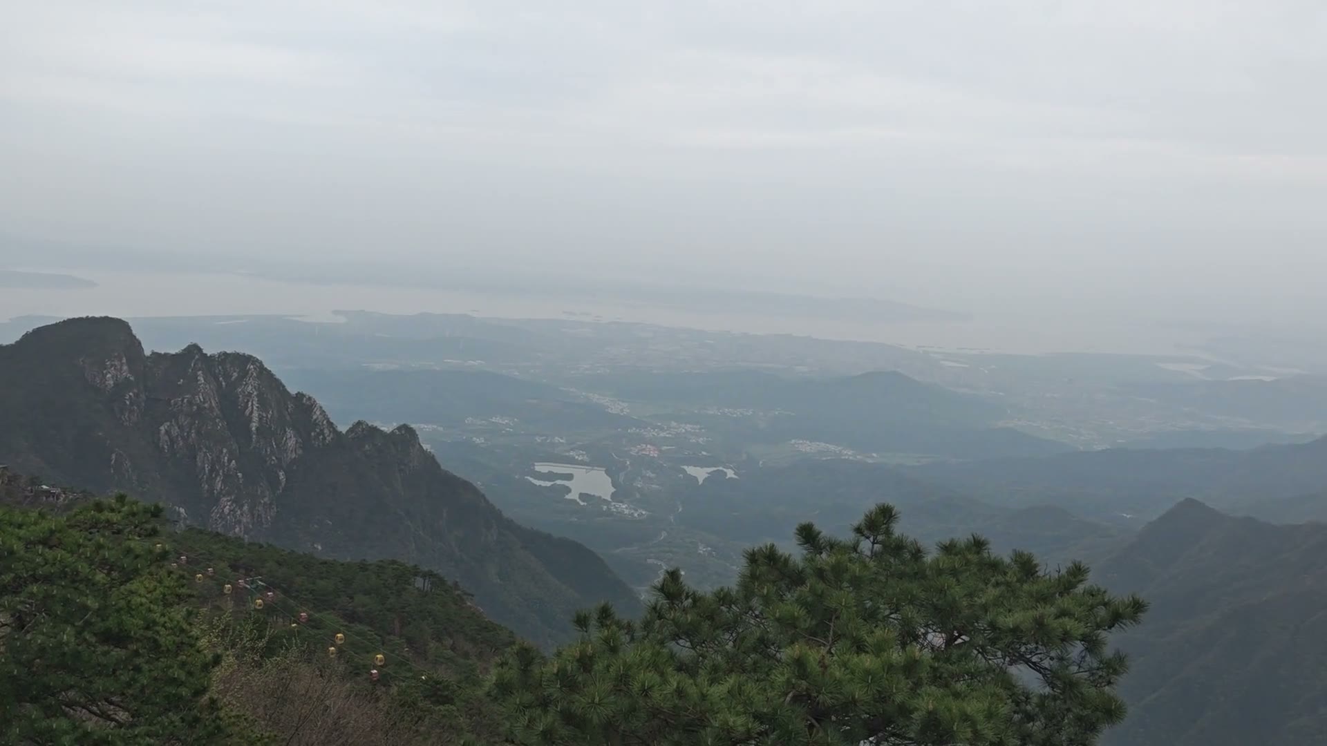 View from Hanpo Pass over Poyang Lake and surrounding mountains in Lushan